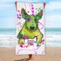 Preview: Badehandtuch Roxy – Popart-Hundemotiv, 75x165 cm, 100 % Polyester, weich & schnelltrocknend